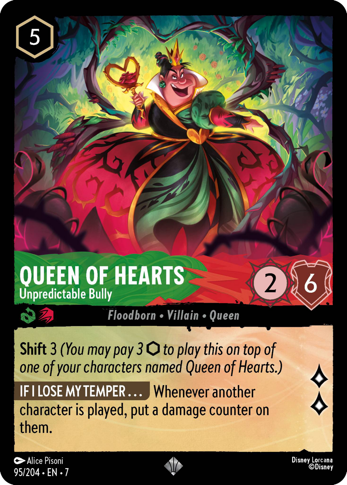 Disney Lorcana Archazia's Island 095/204 Queen of Hearts - Unpredictable Bully