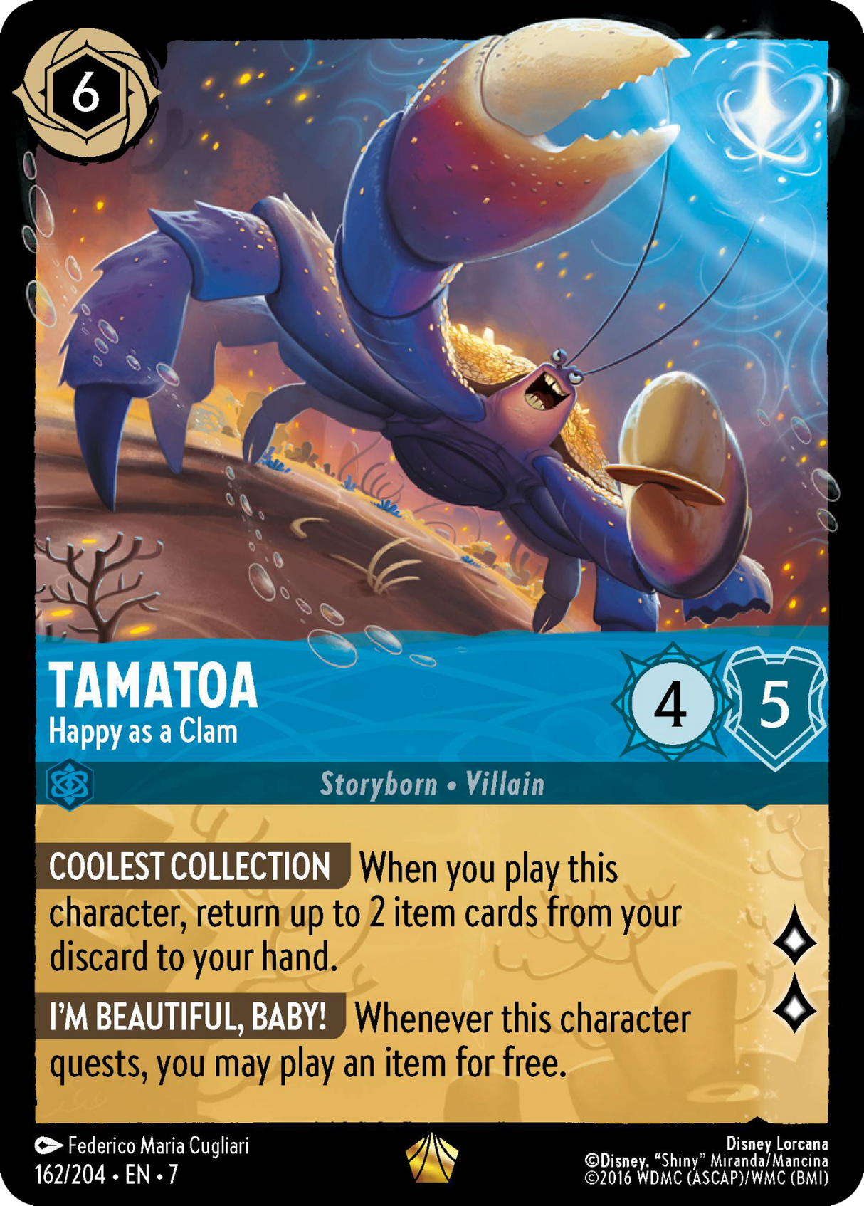 Disney Lorcana Archazia's Island 162/204 Tamatoa - Happy as a Clam