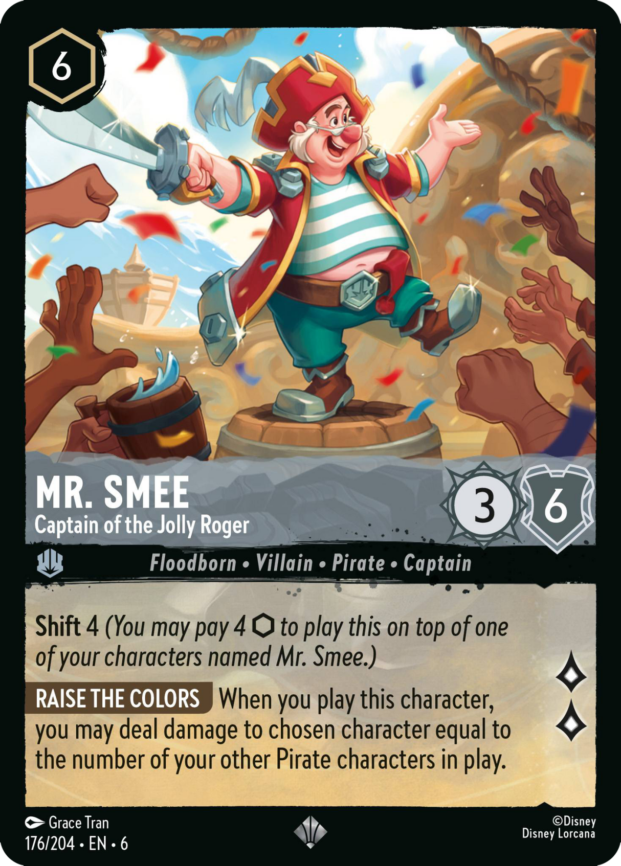 Disney Lorcana Azurite Sea 176/204 Mr. Smee - Captain of the Jolly Roger