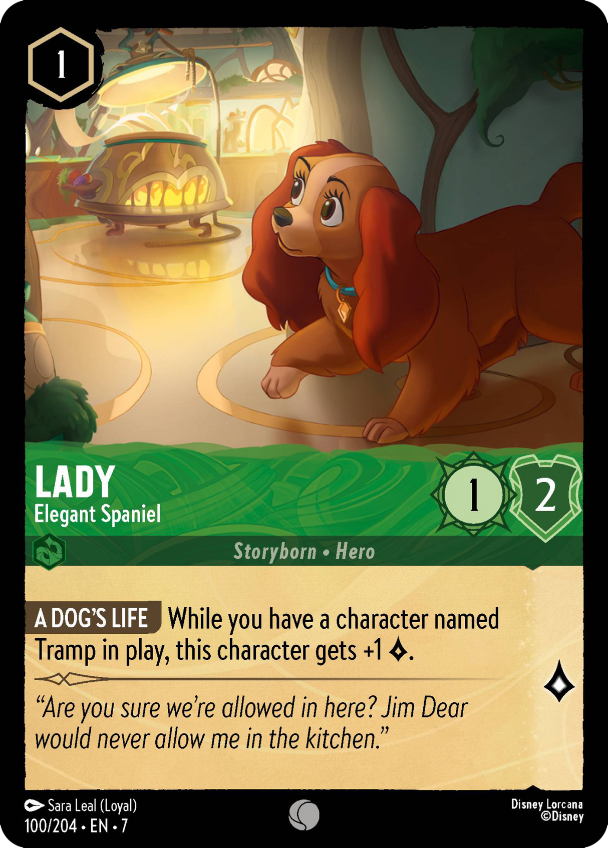 Disney Lorcana Archazia's Island 100/204 Lady - Elegant Spaniel Foil