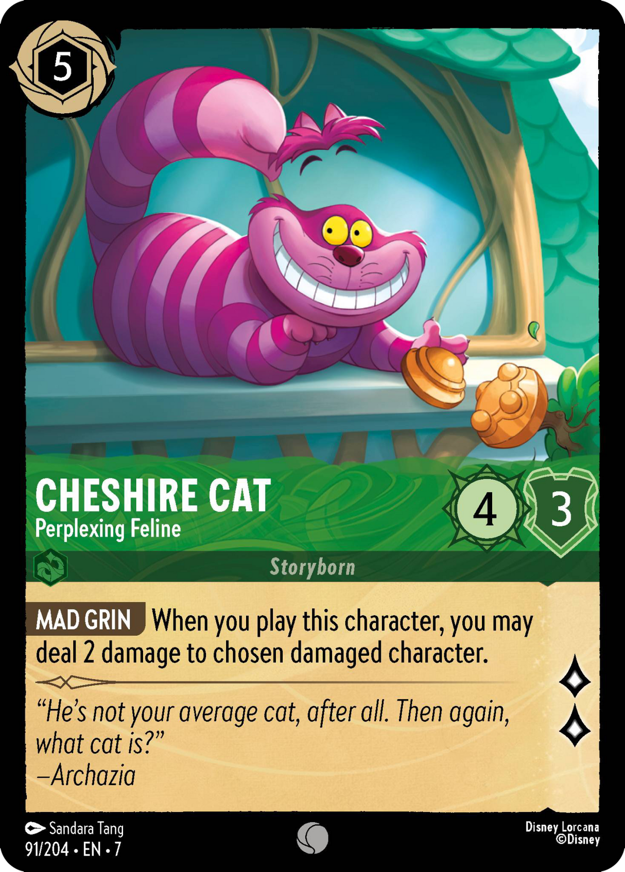 Disney Lorcana Archazia's Island 091/204 Cheshire Cat - Perplexing Feline