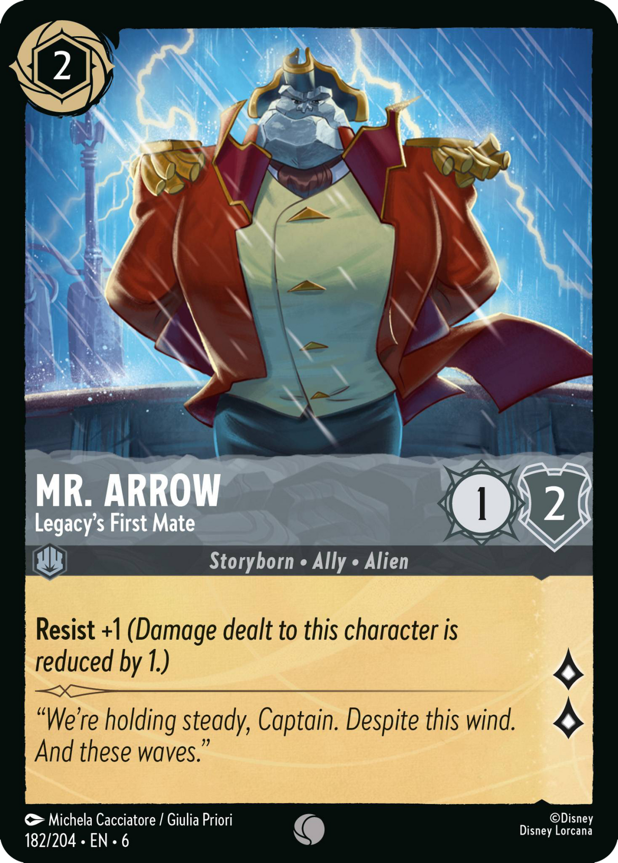 Disney Lorcana Azurite Sea 182/204 Mr. Arrow - Legacy's First Mate Foil