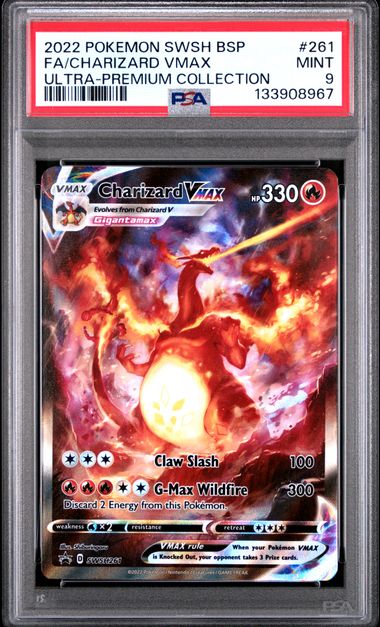 2022 POKEMON SWSH BLACK STAR PROMO #261 FA/CHARIZARD VMAX ULTRA-PREMIUM COLLECTION PSA 9