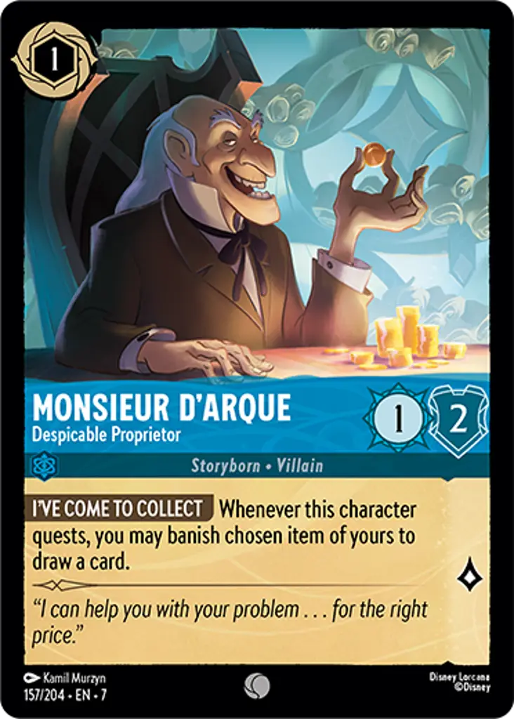 Disney Lorcana Archazia's Island 157/204 Monsieur D'Arque - Despicable Proprietor Foil