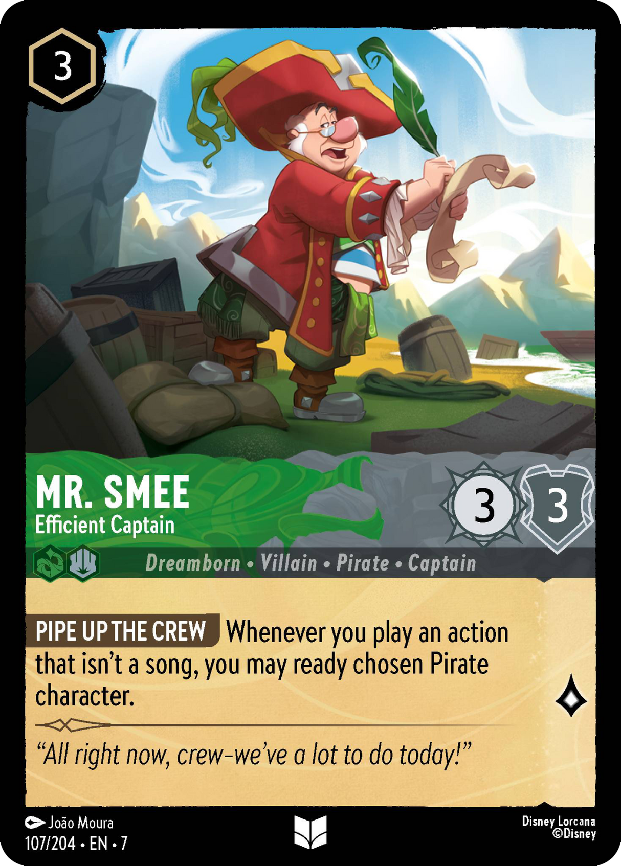 Disney Lorcana Archazia's Island 107/204 Mr. Smee - Efficient Captain Foil