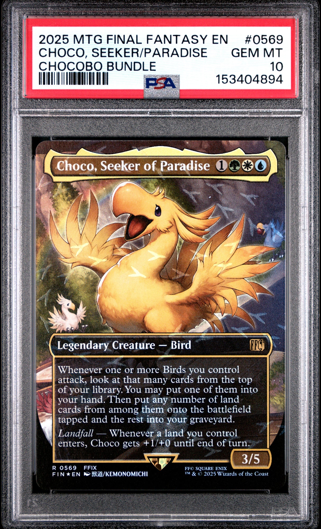 2025 MAGIC THE GATHERING FINAL FANTASY #0569 CHOCO, SEEKER/PARADISE CHOCOBO BUNDLE PSA 10