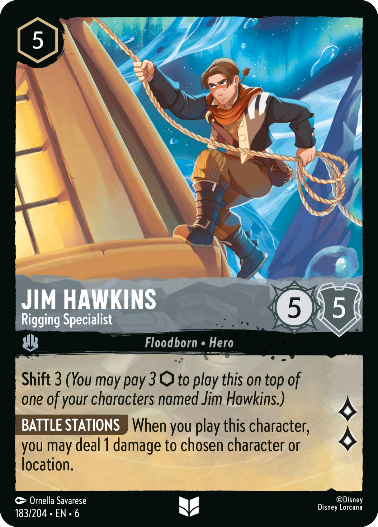 Disney Lorcana Azurite Sea 183/204 Jim Hawkins - Rigging Specialist Foil
