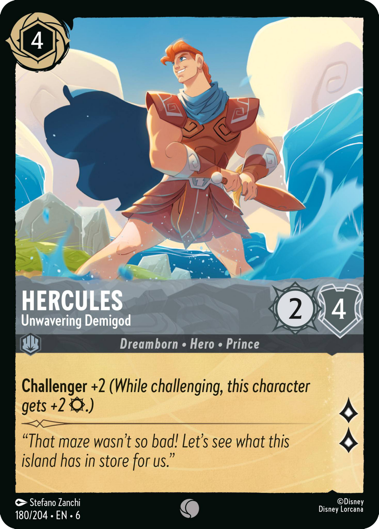 Disney Lorcana Azurite Sea 180/204 Hercules - Unwavering Demigod Foil
