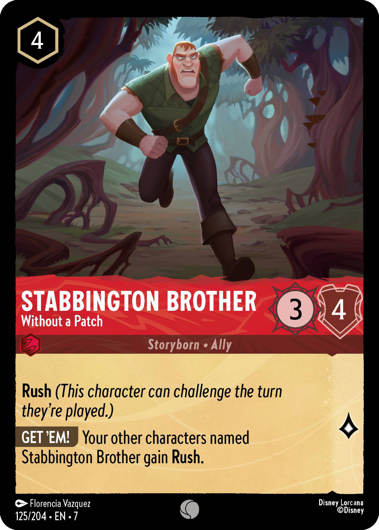 Disney Lorcana Archazia's Island 125/204 Stabbington Brother - Without a Patch Foil