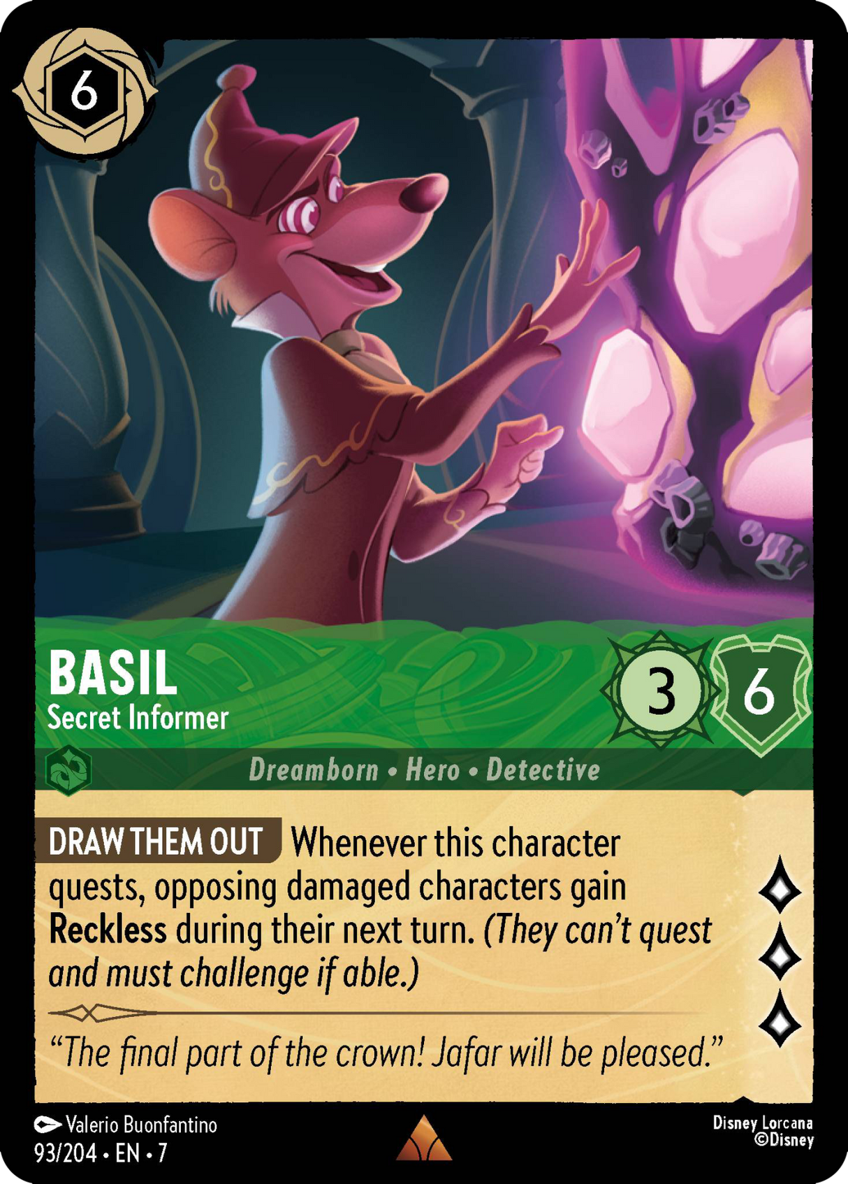 Disney Lorcana Archazia's Island 093/204 Basil - Secret Informer