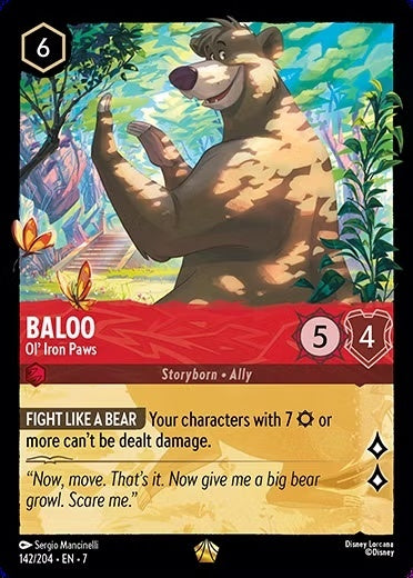 Disney Lorcana Archazia's Island 142/204 Baloo - Ol' Iron Paws Foil