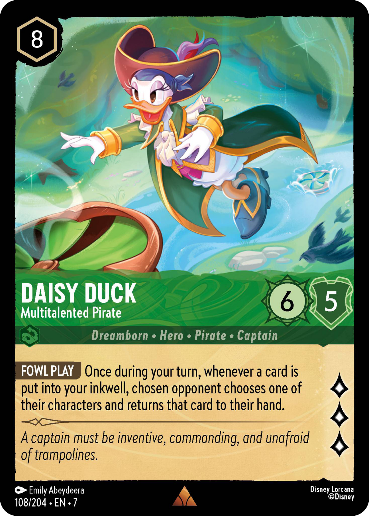 Disney Lorcana Archazia's Island 108/204 Daisy Duck - Multitalented Pirate Foil
