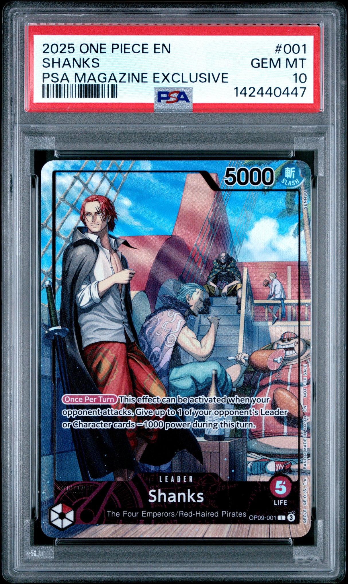 2025 ONE PIECE PROMOS #001 SHANKS PSA MAGAZINE EXCLUSIVE PSA 10