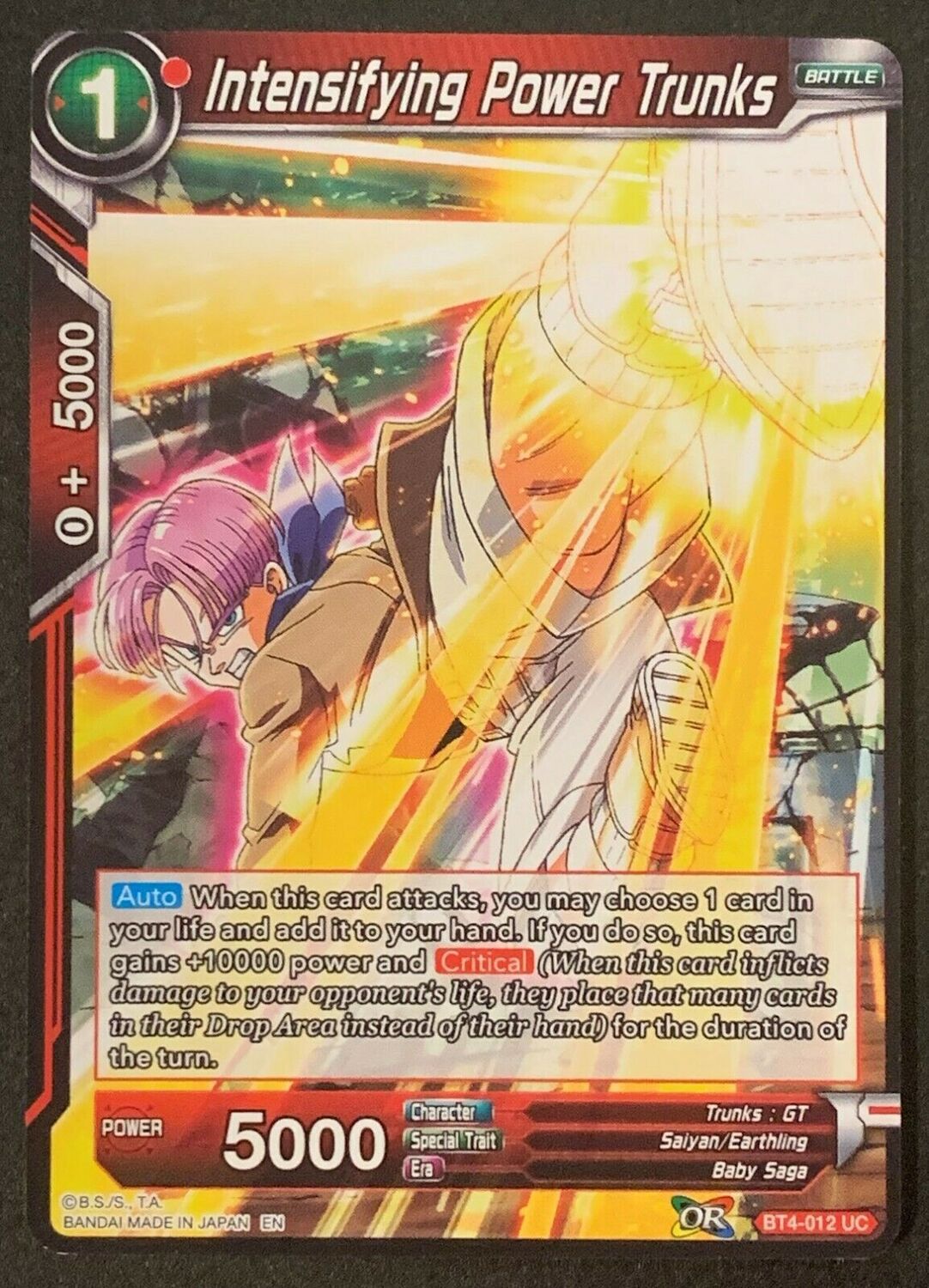 Dragon ball Super Reprint BT4-012 Intensifying Power Trunks