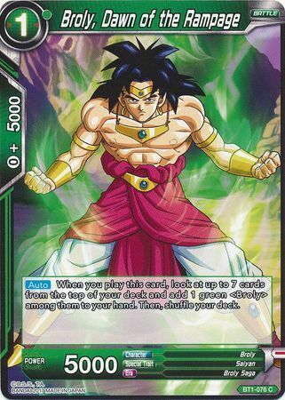 Dragon ball Super Reprint BT1-076 Broly Dawn Of The Rampage