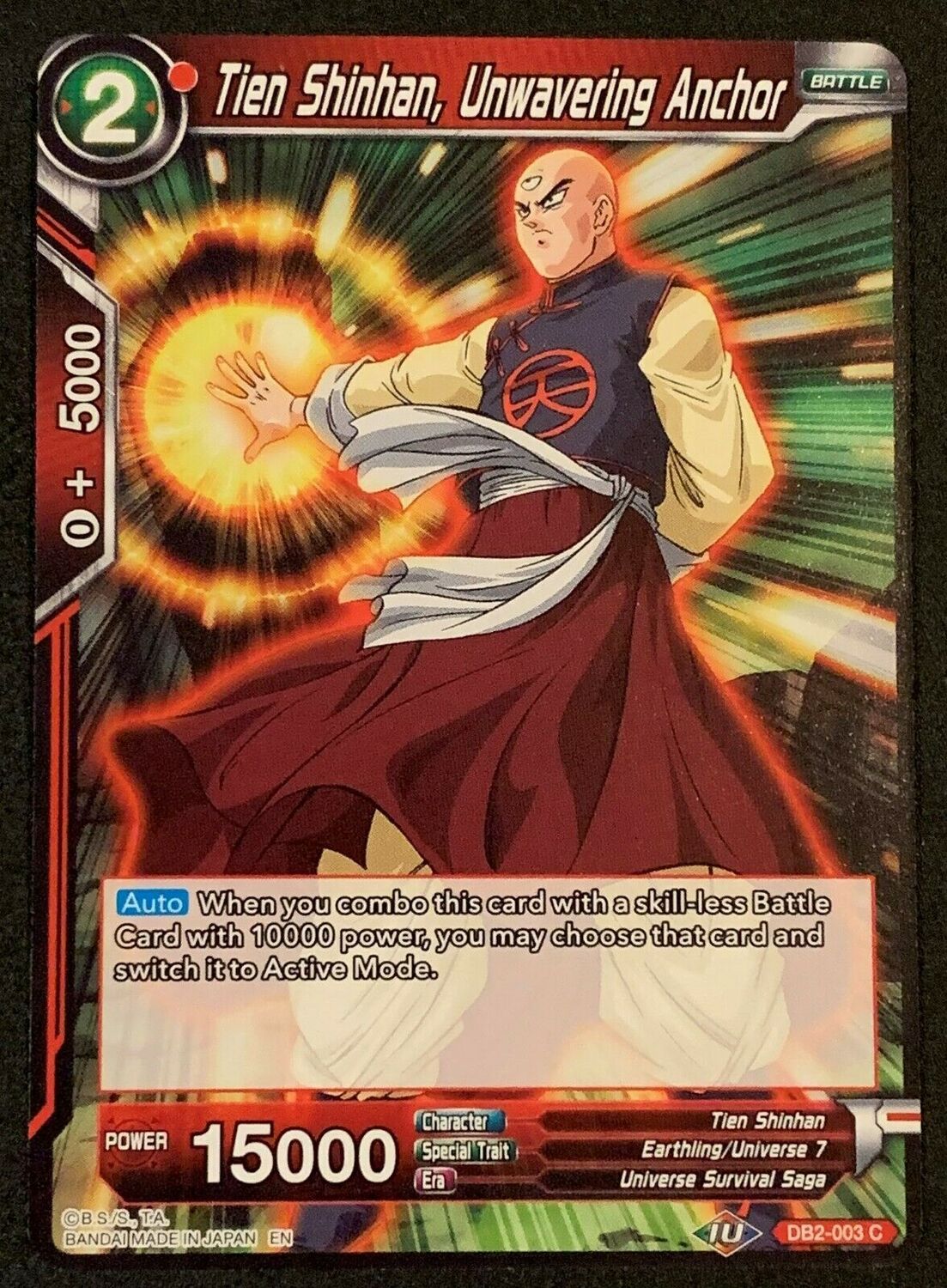 Dragon ball Super Reprint DB2-003 Tien Shinhan Unwavering Anchor