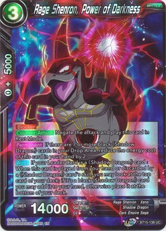 SAIYAN SHOWDOWN BT15-136 Rage Shenron, Power of Darkness Foil