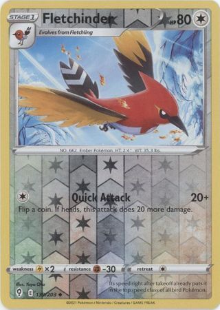 SWSH Evolving Skies 139/203 Fletchinder Reverse