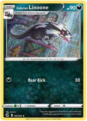 SWSH Fusion Strike 160-264 Galarian Linoone