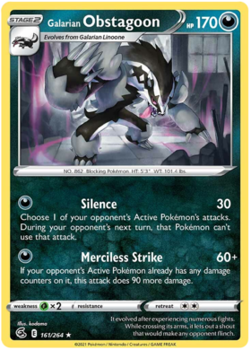 SWSH Fusion Strike 161-264 Galarian Obstagoon