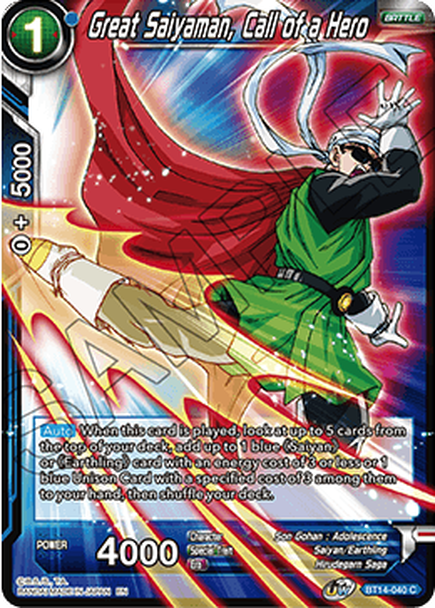 Cross Spirits BT14-040 Great Saiyaman Call Of A Hero