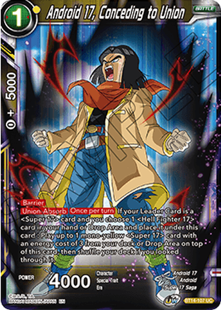 Cross Spirits BT14-107 Android 17 Conceding To Union