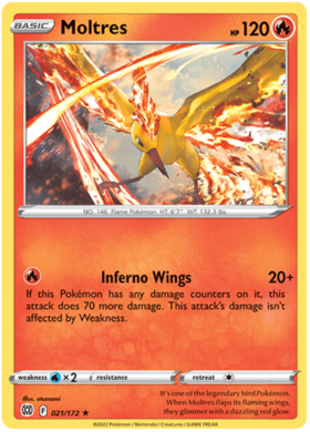 SWSH Brilliant Stars 021-172 Moltres Reverse