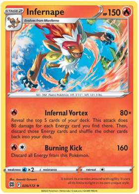 SWSH Brilliant Stars 026-172 Infernape Reverse