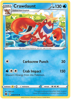SWSH Brilliant Stars 033-172 Crawdaunt Reverse