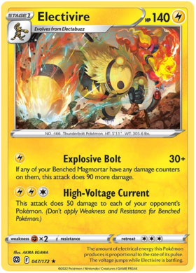 SWSH Brilliant Stars 047-172 Electivire Reverse