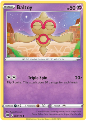 SWSH Brilliant Stars 058-172 Baltoy Reverse