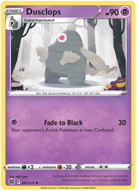 SWSH Brilliant Stars 061-172 Dusclops Reverse