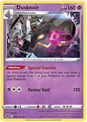 SWSH Brilliant Stars 062-172 Dusknoir Reverse