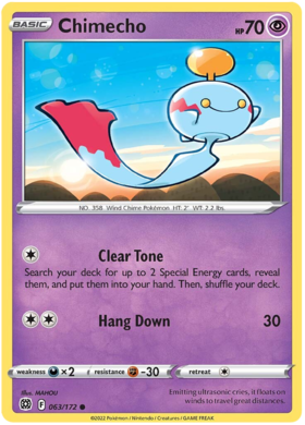 SWSH Brilliant Stars 063-172 Chimecho Reverse