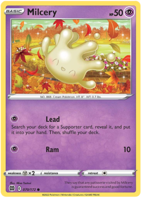 SWSH Brilliant Stars 070-172 Milcery Reverse
