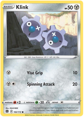 SWSH Brilliant Stars 102-172 Klink Reverse