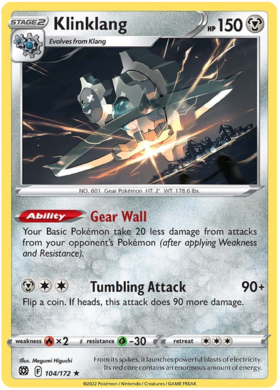 SWSH Brilliant Stars 104-172 Klinklang Reverse