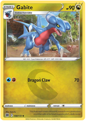 SWSH Brilliant Stars 108-172 Gabite Reverse