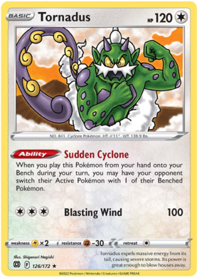 SWSH Brilliant Stars 126-172 Tornadus Reverse