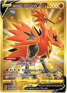 SWSH Brilliant Stars 182-172 Galarian Zapdos V