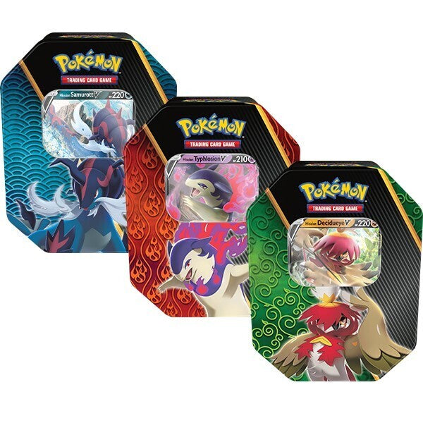 Pokémon TCG Divergent Powers Tin - Hisuian Decidueye, Samurott and Typhlosion