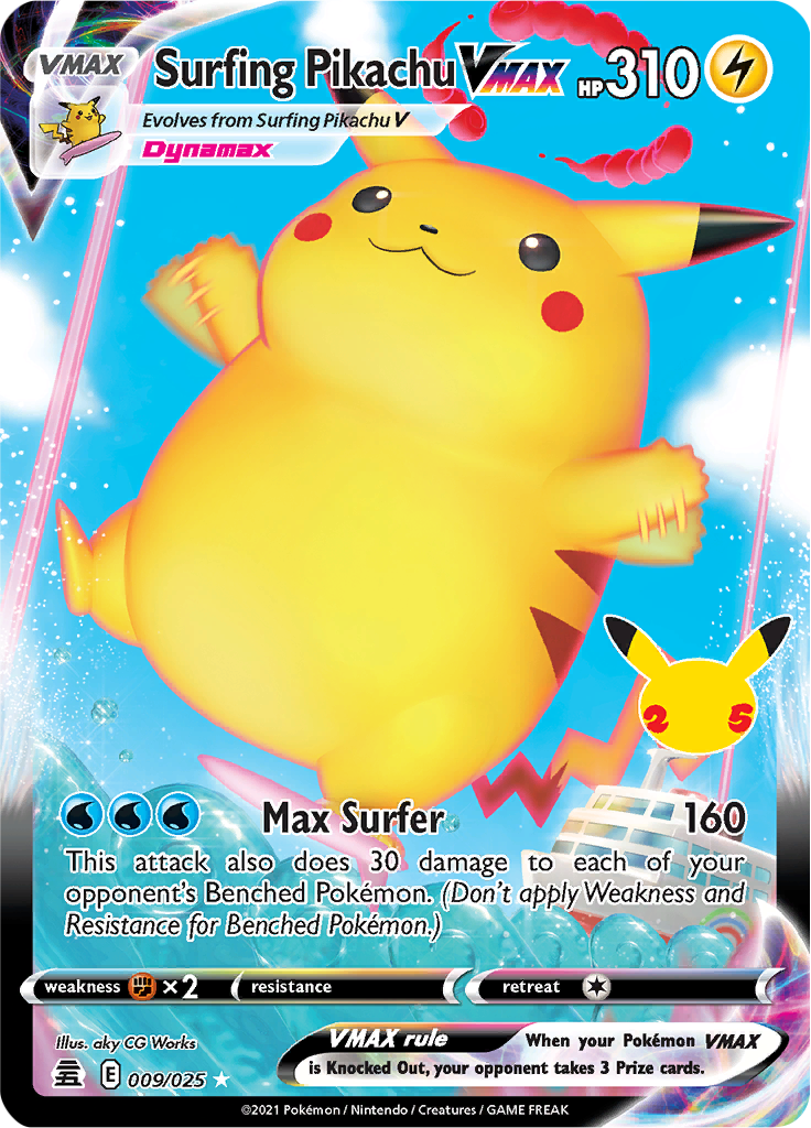 Pokemon Celebrations 009-025 Surfing Pikachu VMAX
