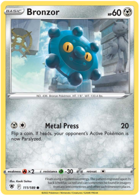 SWSH Astral Radiance 111-189 Bronzor