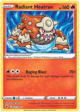 SWSH Astral Radiance 027-189 Radiant Heatran