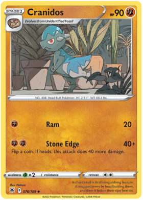 SWSH Astral Radiance 076-189 Cranidos