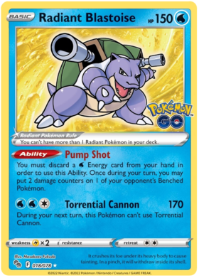 SWSH Pokemon Go 018-078 Radiant Blastoise