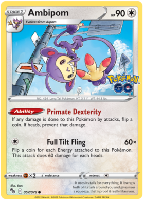 SWSH Pokemon Go 057-078 Ambipom