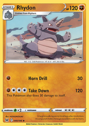 SWSH Lost Origin 090-196 Rhydon