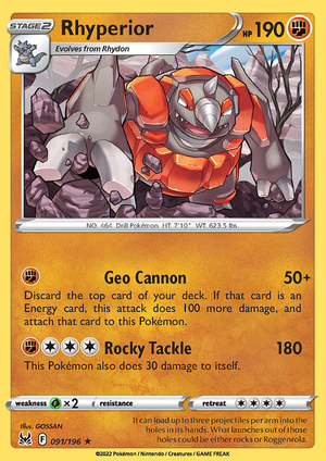 SWSH Lost Origin 091-196 Rhyperior
