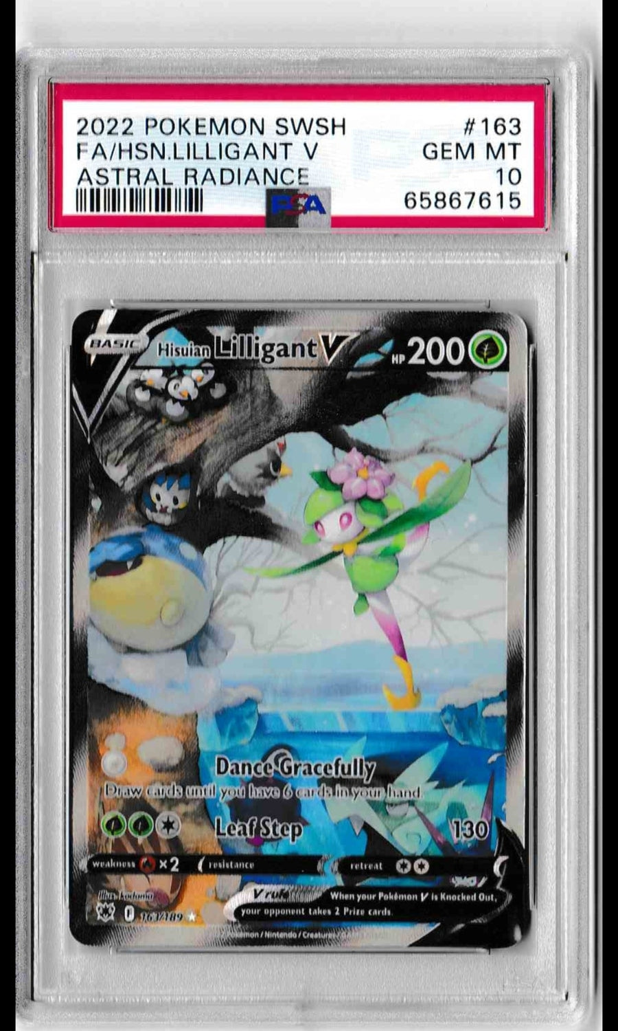 Pokemon Sword and Shield Astral Radiance 163 Full Art/Hisuian Lilligant V PSA GEM MINT 10